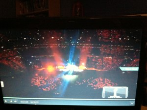 Little LED lights sparkle in the stadium...