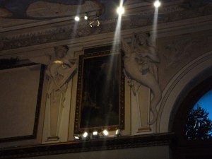 And the figures around the ceiling were just spectacular! And in case you were wondering - yes this does appear to be someone wrestling a pterodactyl next to someone with an icthyosaur tucked under their arm.