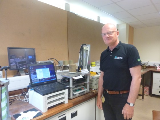 Peter Hobbs with the equipment he helped to invent...