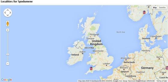 The location of Spodumene mineral in the UK according to the MinDat Website.